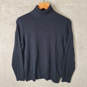 Joseph A Sweater‎ Womens Medium Black Turtleneck Rayon Nylon Knit Pullover